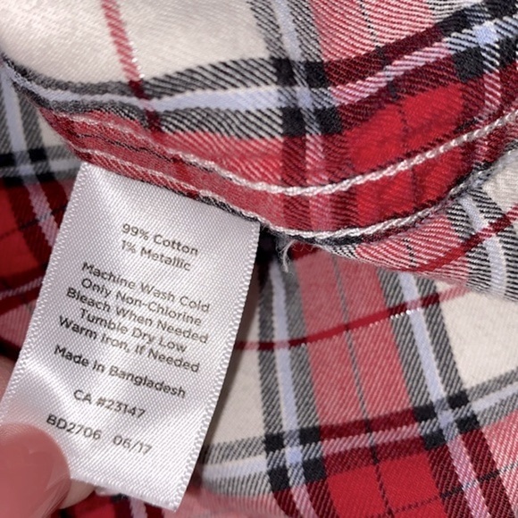 Talbots red plaid button down shirt size XLarge cotton blend - Picture 9 of 10
